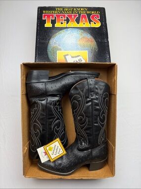 Vintage Texas Brand Full Quill Ostrich Cowboy Boots